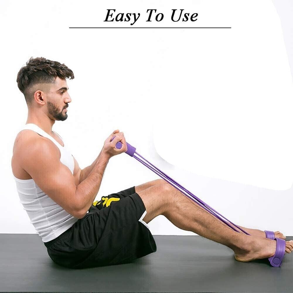 Pedal Resistance Band, 4-Tube Elastic Pull Rope with Natural Latex Foot Pedal