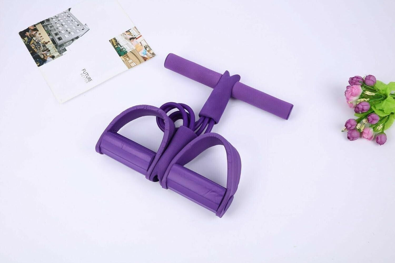 Pedal Resistance Band, 4-Tube Elastic Pull Rope with Natural Latex Foot Pedal