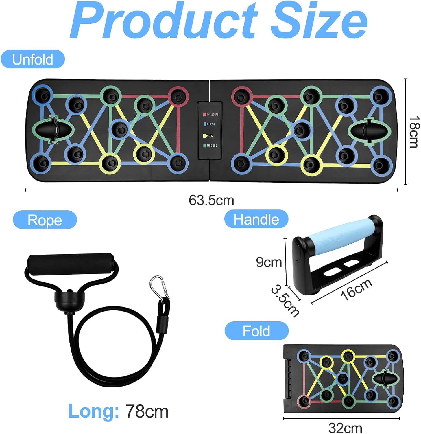 Portable Planche Pompe, Planche Pompe Musculation Avec Antiglisse Poignées, Planche Push Up, Push up Board, Push up Board Pliable Avec 2 Bande De Résistance, Push up Bar Pour Muscles Exercice